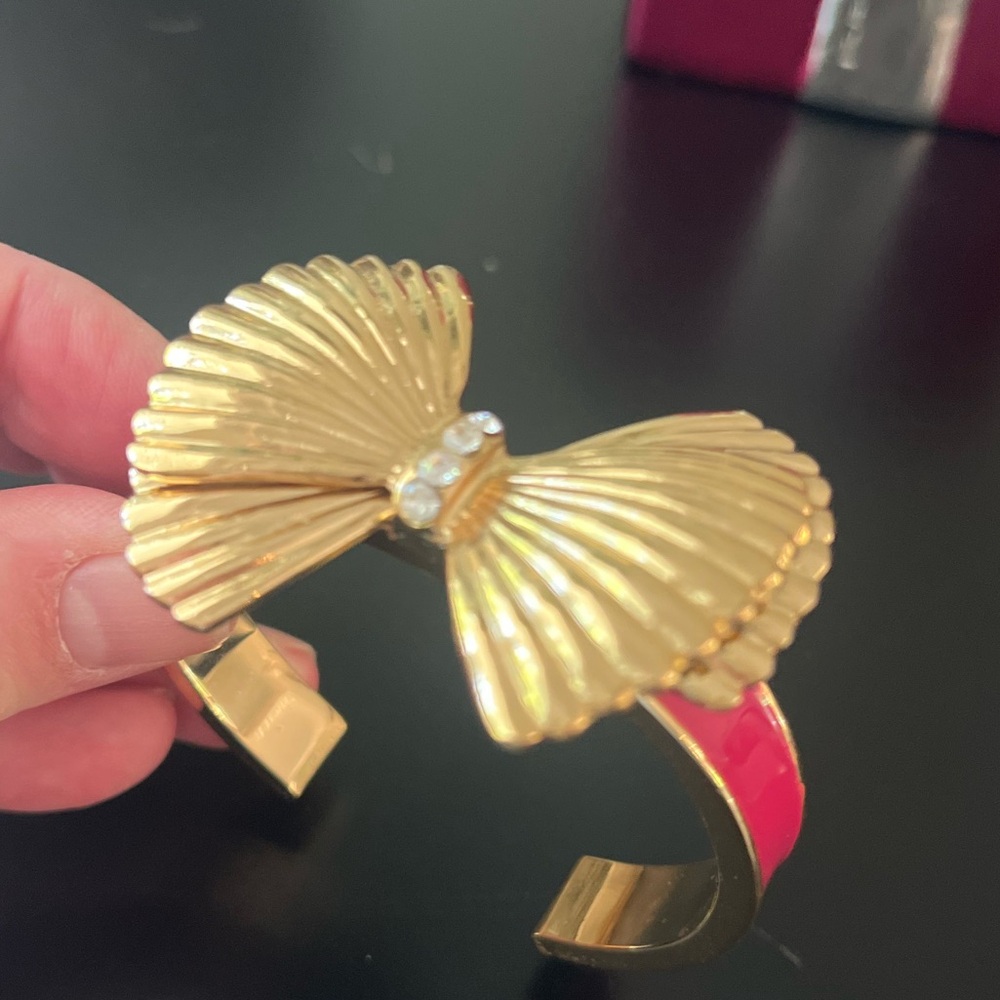Lilly Pulitzer Gold and Pink Bow Cuff Bracelet PRE LOVED
